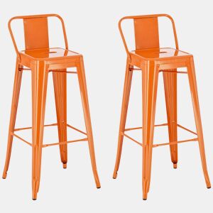 Juego de 2 Taburetes de Bar Mason Metal Naranja 43X44X96 cm