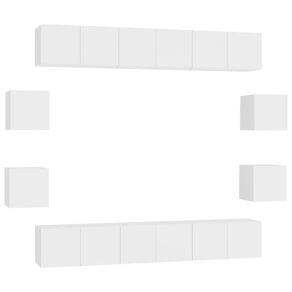 Set de mueble para tv de 10 piezas madera contrachapada blanco