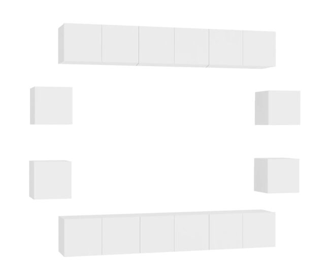 Set de mueble para tv de 10 piezas madera contrachapada blanco