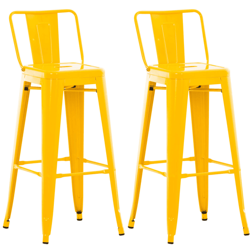 Juego de 2 Taburetes de Bar Mason Metal Amarillo 43X44X96 cm Juego de 2 Taburetes de Bar Mason Metal Amarillo 43X44X96 cm