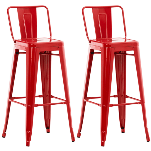 Juego de 2 Taburetes de Bar Mason Metal Rojo 43X44X96 cm