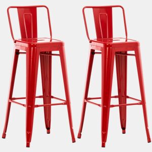 Juego de 2 Taburetes de Bar Mason Metal Rojo 43X44X96 cm