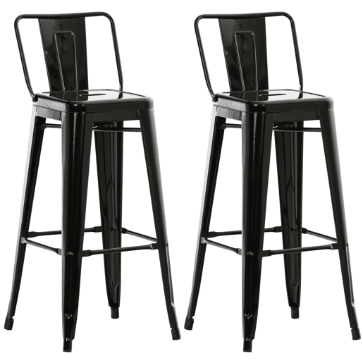 Juego de 2 Taburetes de Bar Mason Metal Negro 43X44X96 cm