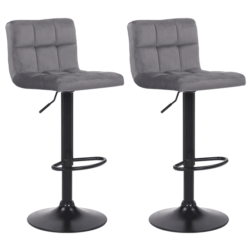 Juego de 2 taburetes de bar Feni Terciopelo Gris 40X40X85 cm