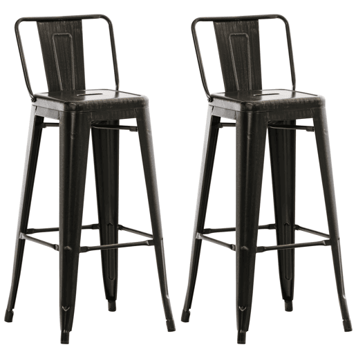 Juego de 2 Taburetes de Bar Mason Metal Negro-dorado 43X44X96 cm