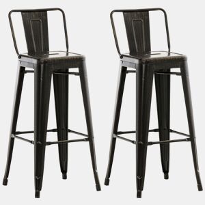 Juego de 2 Taburetes de Bar Mason Metal Negro-dorado 43X44X96 cm