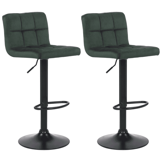 Juego de 2 taburetes de bar Feni Terciopelo Verde 40X40X85 cm