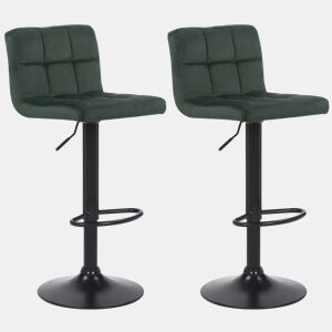 Juego de 2 taburetes de bar Feni Terciopelo Verde 40X40X85 cm