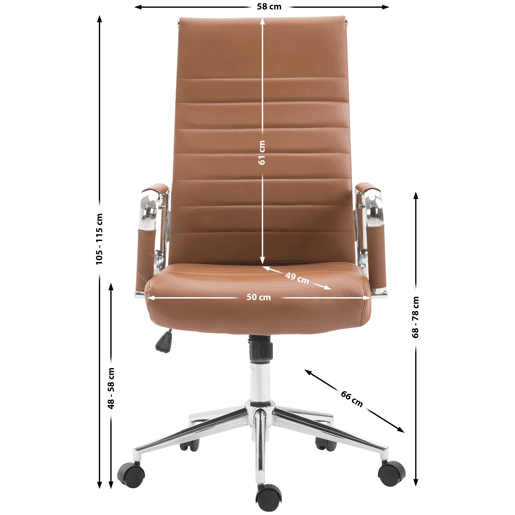 Silla De Oficina Kolumbus Simil cuero Marrón claro 66X58X105 cm
