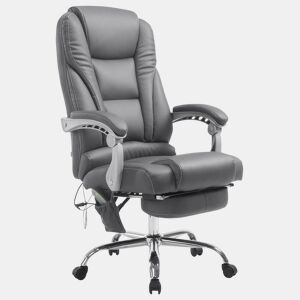 Silla De Oficina Pacific Con Función Masaje Simil cuero Gris 64X68X118 cm