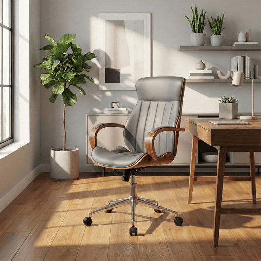 Silla De Oficina Melilla Simil cuero Nogalgris 68X63X100 cm