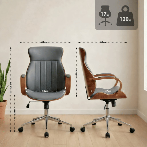 Silla De Oficina Melilla Simil cuero Nogalgris 68X63X100 cm
