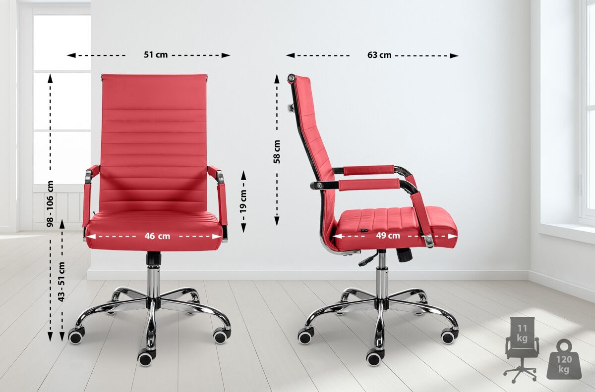 Silla de oficina amadora en cuero pu o tela 51x63x98 cm