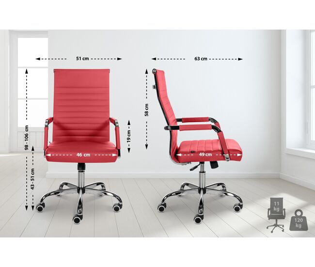 Silla de oficina amadora en cuero pu o tela 51x63x98 cm