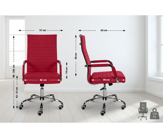 Silla de oficina amadora en cuero pu o tela 51x63x98 cm