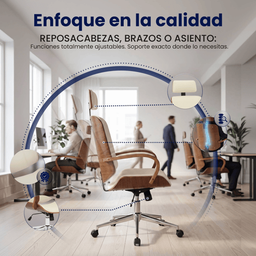Silla de oficina Dayton Simil cuero Nogalcrema 70X70X118 cm