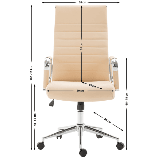 Silla De Oficina Kolumbus Simil cuero Crema 66X58X105 cm