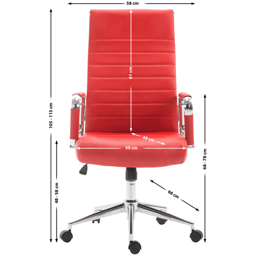 Silla De Oficina Kolumbus Simil cuero Rojo 66X58X105 cm