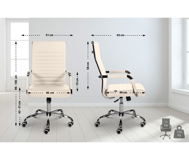 Silla de oficina amadora en cuero pu o tela 51x63x98 cm