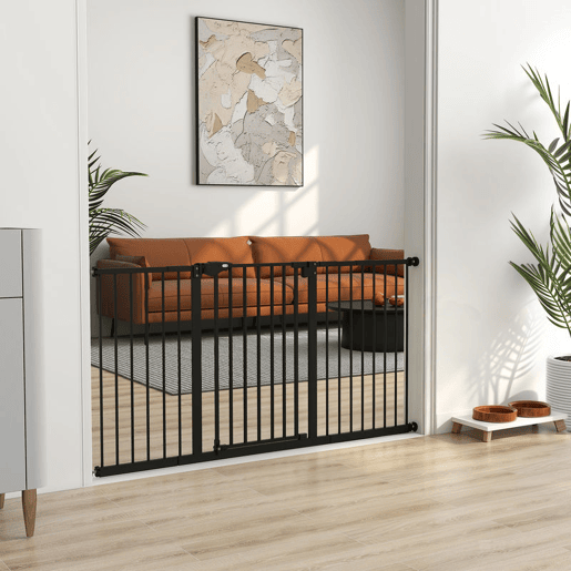 PawHut Barreira de Segurança Extensível para Portas e Escadas Barreira de Segurança Cães com Fechamento Automático e Sistema de Duplo Bloqueio Metal 74-147,5x76,2 cm Preto PawHut Barreira de Segurança Extensível para Portas e Escadas Barreira de Segurança Cães com Fechamento Automático e Sistema de Duplo Bloqueio Metal 74-147,5x76,2 cm Preto