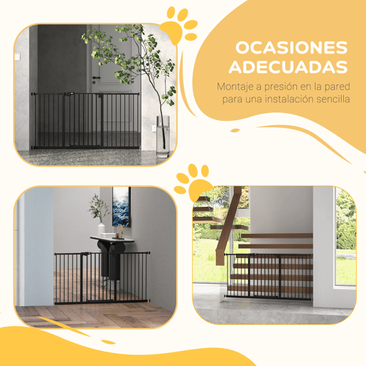 PawHut Barreira de Segurança Extensível para Portas e Escadas Barreira de Segurança Cães com Fechamento Automático e Sistema de Duplo Bloqueio Metal 74-147,5x76,2 cm Preto PawHut Barreira de Segurança Extensível para Portas e Escadas Barreira de Segurança Cães com Fechamento Automático e Sistema de Duplo Bloqueio Metal 74-147,5x76,2 cm Preto