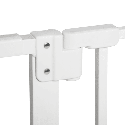 PawHut Barreira de Segurança Extensível para Portas e Escadas Barreira de Segurança Cães com Fechamento Automático e Sistema de Duplo Bloqueio Metal 74-147,5x76,2 cm Branco