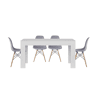 Mesa de jantar ou cozinha branca + 4 cadeiras cinza estilo nórdico