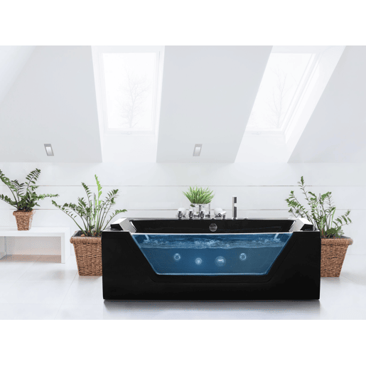 Banheira de hidromassagem de canto com LED SAMANA Preto Banheira de hidromassagem de canto com LED SAMANA Preto
