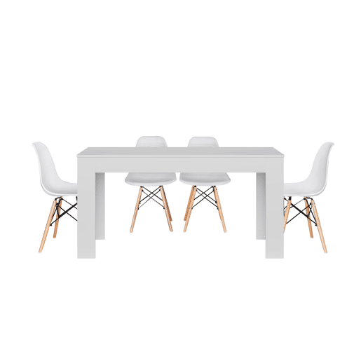 Mesa de jantar ou cozinha branca + 4 cadeiras brancas estilo nórdico