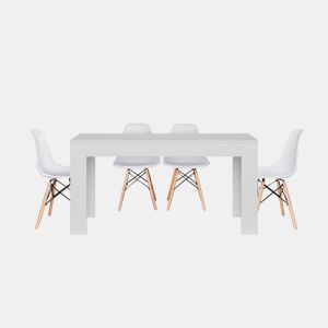 Mesa de jantar ou cozinha branca + 4 cadeiras brancas estilo nórdico