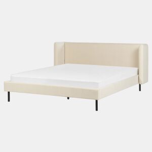 Cama Veludo ARETTE 160 x 200 cm Creme claro