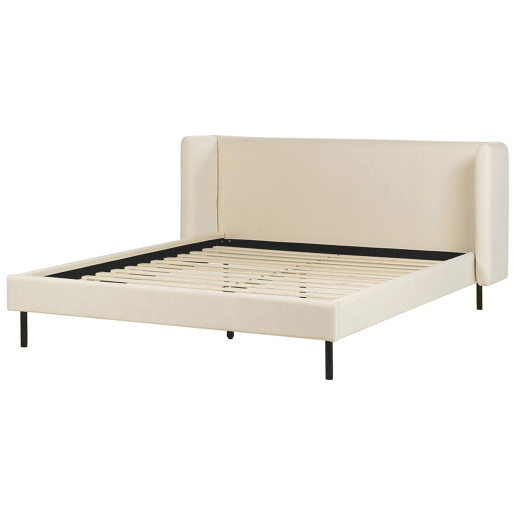 Cama Veludo ARETTE 160 x 200 cm Creme claro
