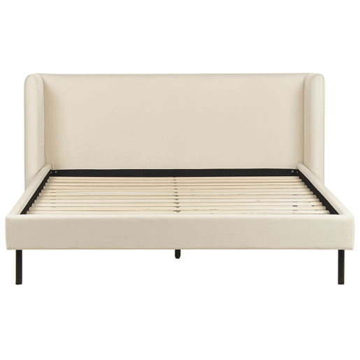 Cama Veludo ARETTE 160 x 200 cm Creme claro