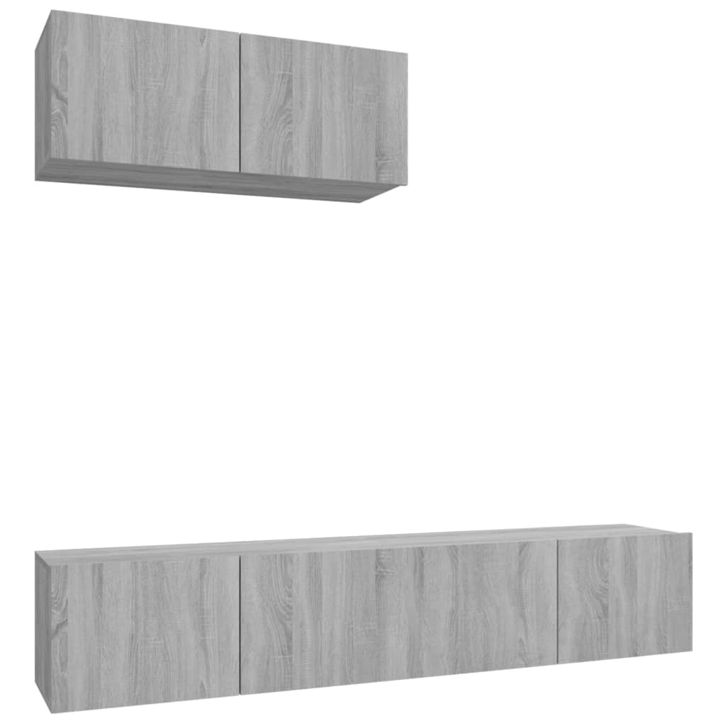 Set de muebles para tv 3 piezas madera contrachapada gris sonoma