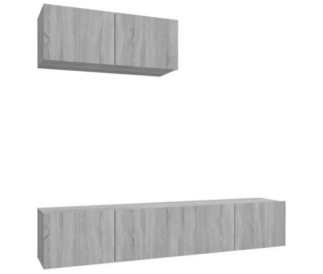 Set de muebles para tv 3 piezas madera contrachapada gris sonoma