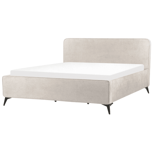 Cama Tecido VALOGNES 180 x 200 cm Cinzento claro