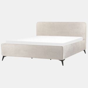 Cama Tecido VALOGNES 180 x 200 cm Cinzento claro