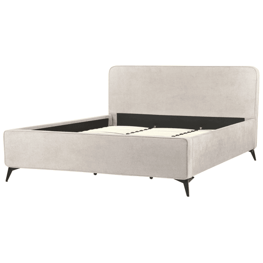 Cama Tecido VALOGNES 180 x 200 cm Cinzento claro