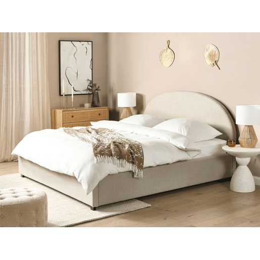 Cama baú Tecido VAUCLUSE 180 x 200 cm Cor de areia