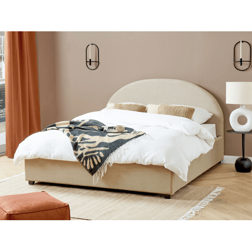 Cama baú Tecido VAUCLUSE 160 x 200 cm Cor de areia
