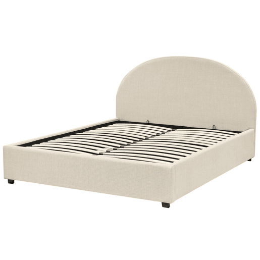 Cama baú Tecido VAUCLUSE 160 x 200 cm Cor de areia