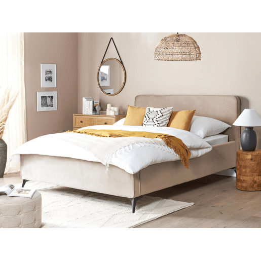 Cama Veludo VALOGNES 160 x 200 cm Taupe