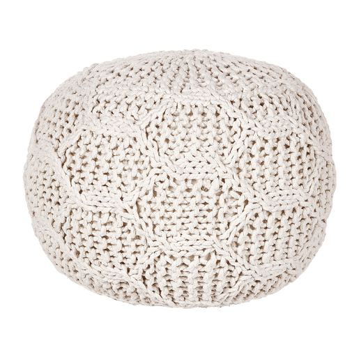 Pufe Macramé TRIMAN Algodão Creme claro 50 cm 50 cm 35 cm