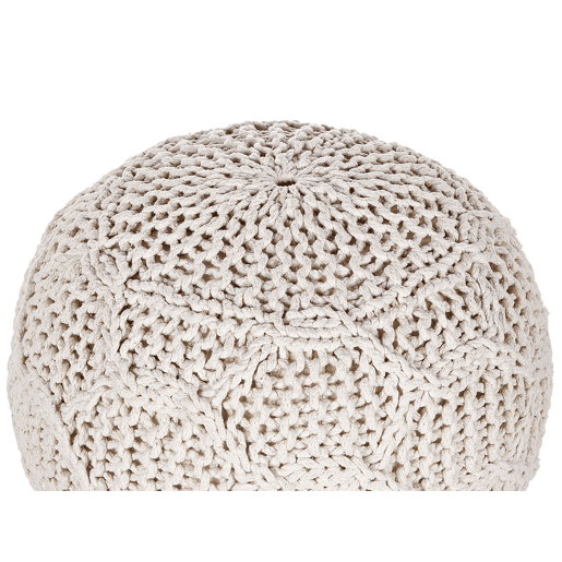 Pufe Macramé TRIMAN Algodão Creme claro 50 cm 50 cm 35 cm