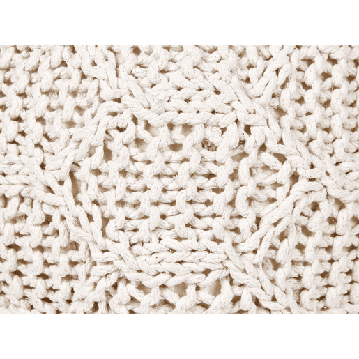 Pufe Macramé TRIMAN Algodão Creme claro 50 cm 50 cm 35 cm