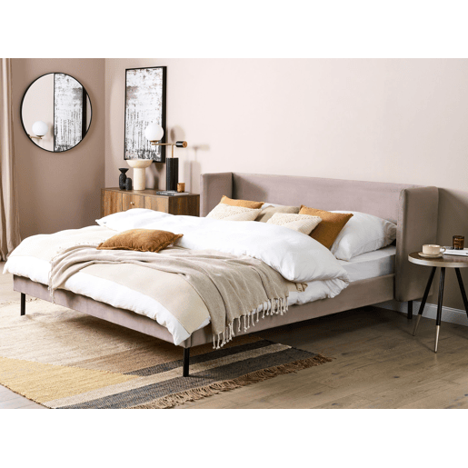 Cama Veludo ARETTE 180 x 200 cm Taupe