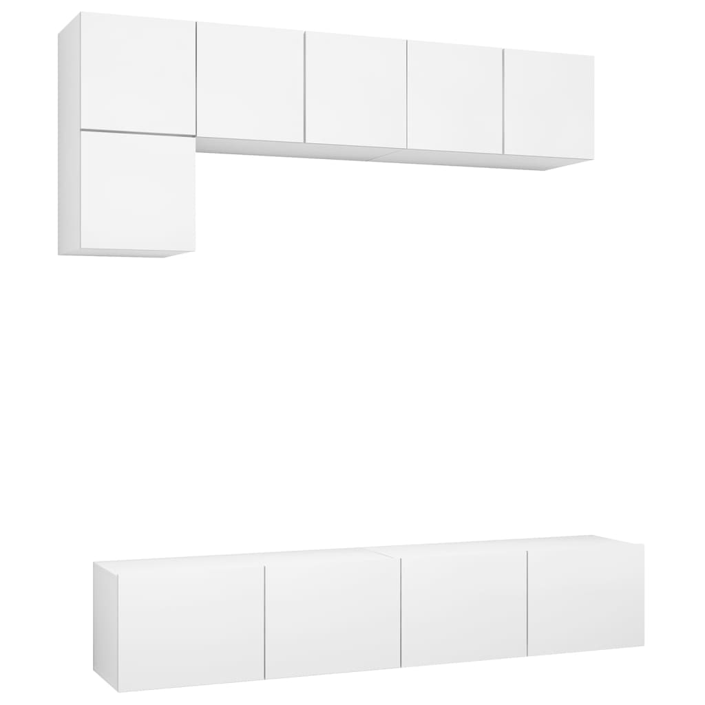 Set de muebles de salón tv 5 piezas madera de ingeniería blanco