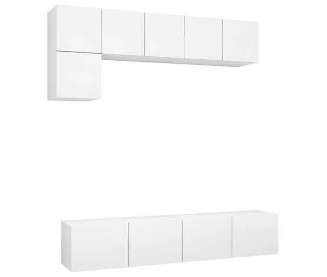 Set de muebles de salón tv 5 piezas madera de ingeniería blanco