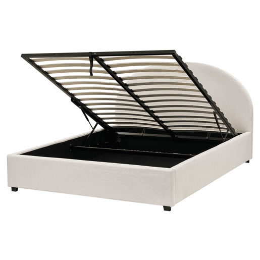 Cama baú Tecido VAUCLUSE 160 x 200 cm Creme claro