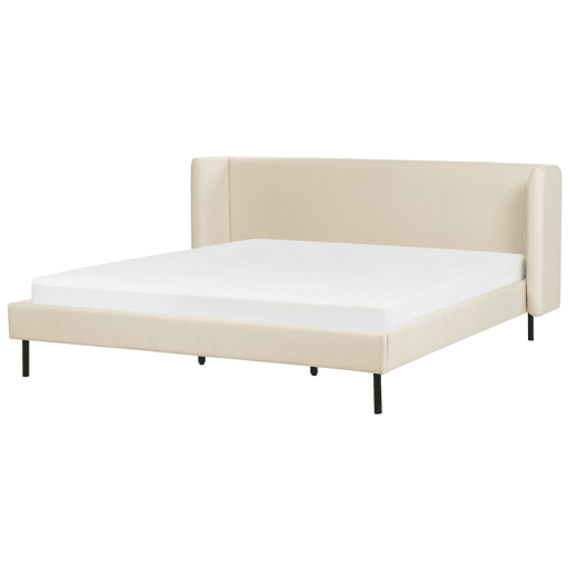 Cama Veludo ARETTE 180 x 200 cm Creme claro